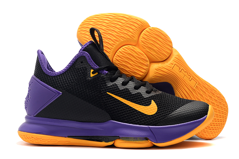 Men's Running weapon LeBron James Witness 4 Black/Yellow-Purple Shoes 062